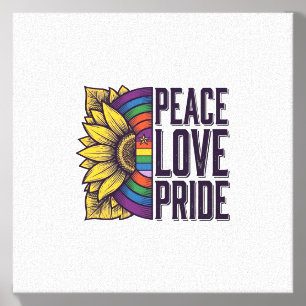 Peace Love Pride Vintage Flower Vector Shirt_1 Canvas Photo Tile