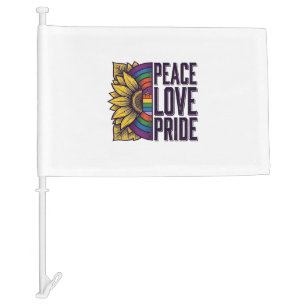 Peace Love Pride Vintage Flower Vector Shirt_1 Car Flag