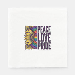 Peace Love Pride Vintage Flower Vector Shirt_1 Napkins
