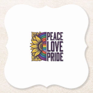 Peace Love Pride Vintage Flower Vector Shirt_1 Paper Coaster