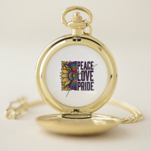 Peace Love Pride Vintage Flower Vector Shirt_1 Pocket Watch
