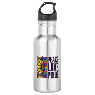 Peace Love Pride Vintage Flower Vector Shirt_1 Stainless Steel Water Bottle