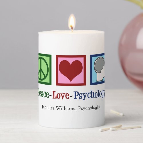 Peace Love Psychology Custom Psychologist Gift Pillar Candle