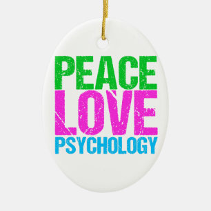 Peace Love Psychology Cute Ceramic Ornament