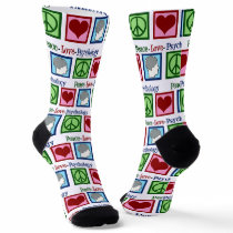 Peace Love Psychology Cute Psychologist Socks