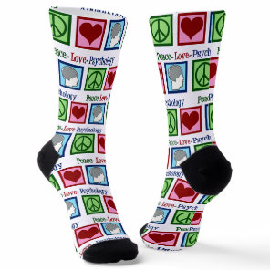 Peace Love Psychology Cute Psychologist Socks