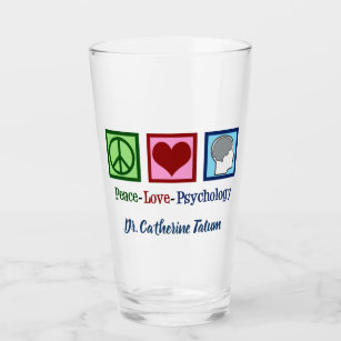 Peace Love Psychology Glass