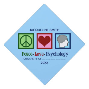 Peace Love Psychology Graduation Cap Topper