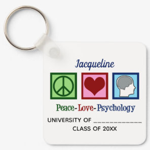 Peace Love Psychology Major Cute Custom Graduation Keychain