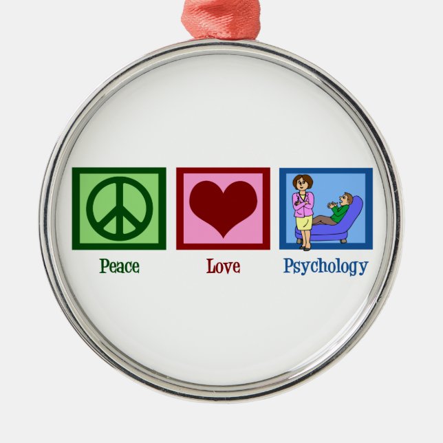 Peace Love Psychology Metal Ornament (Front)