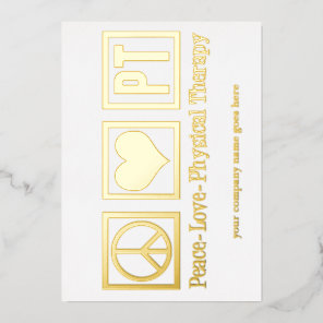 Peace Love PT Physical Therapy Custom Gold Foil Holiday Card