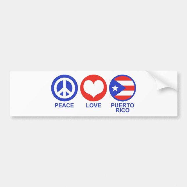 Peace Love Puerto Rico Bumper Sticker (Front)