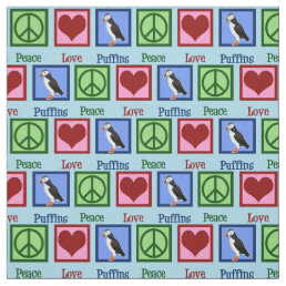 Peace Love Puffins Fabric