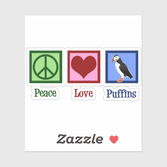 Peace Love Puffins Sticker (Sheet)