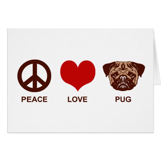 Peace Love Pug Cards (Front Horizontal)
