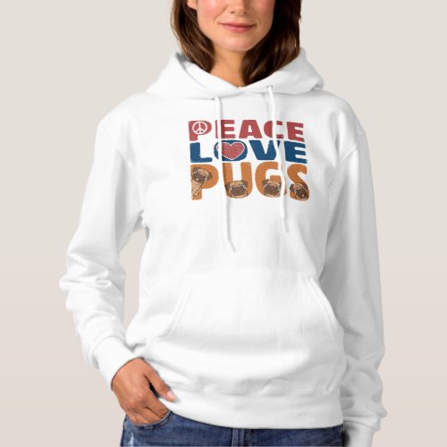 Peace Love Pug Dog Lover For Women Men Pet Lover Hoodie