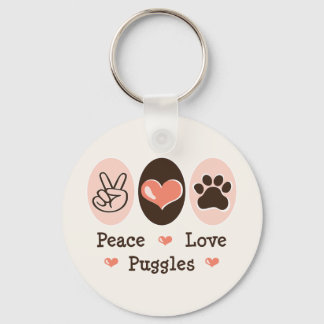 Peace Love Puggles Keychain