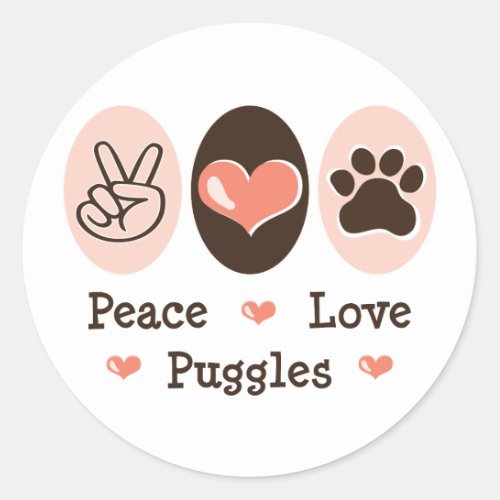 Peace Love Puggles Stickers