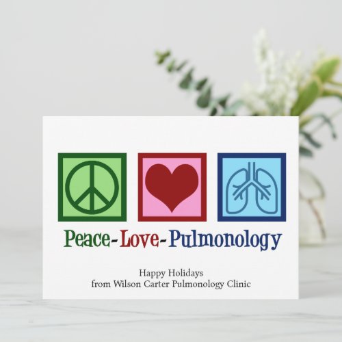 Peace Love Pulmonology Customizable Pulmonologist Holiday Card