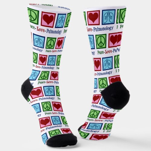 Peace Love Pulmonology Customizable Pulmonologist Socks