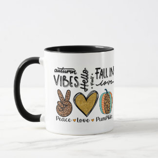 Peace Love Pumpkin Fall Vibes Two Tone  Mug