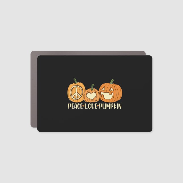 Peace Love Pumpkin Halloween Car Magnet (Front)