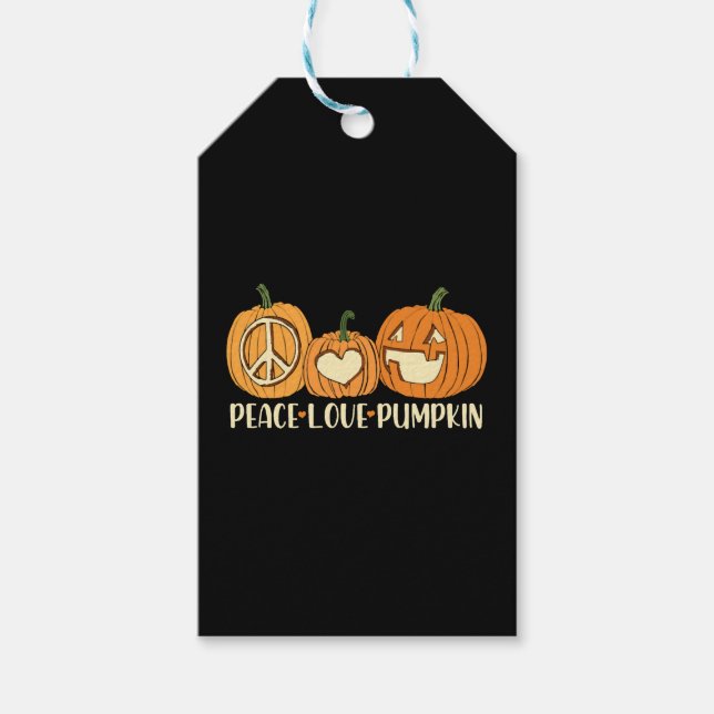 Peace Love Pumpkin Halloween Gift Tags (Front)