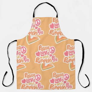 Peace Love Pumpkin Pie Fun Cartoon Pie Motto Apron