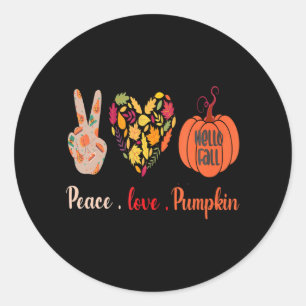 Peace Love Pumpkin Thanksgiving Heart Fall Classic Round Sticker