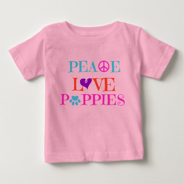 Peace Love Puppies on Pink Shirt (Front)