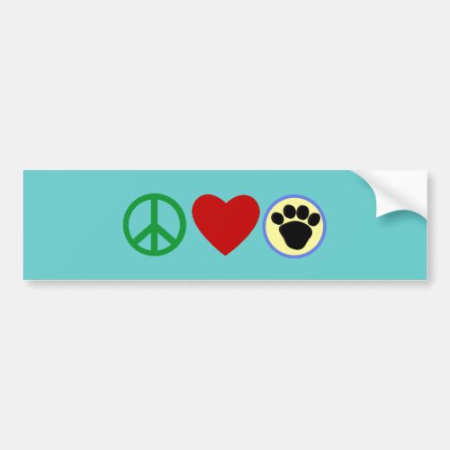 Peace Love Puppy Paws T shirts Gifts Bumper Sticker