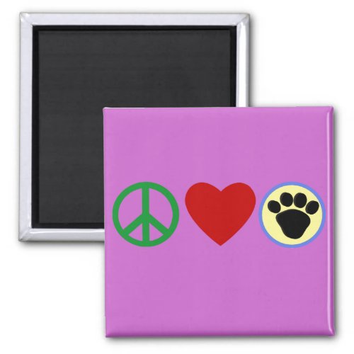 Peace Love Puppy Paws T shirts Gifts Magnet