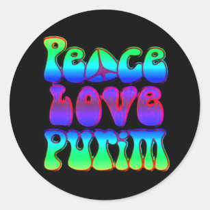 Peace Love Purim Classic Round Sticker