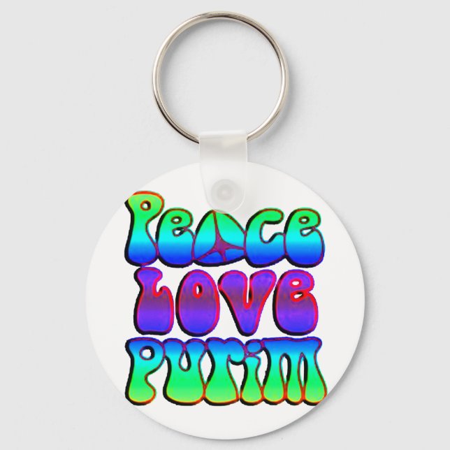 Peace Love Purim Keychain (Front)