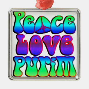 Peace Love Purim Metal Ornament