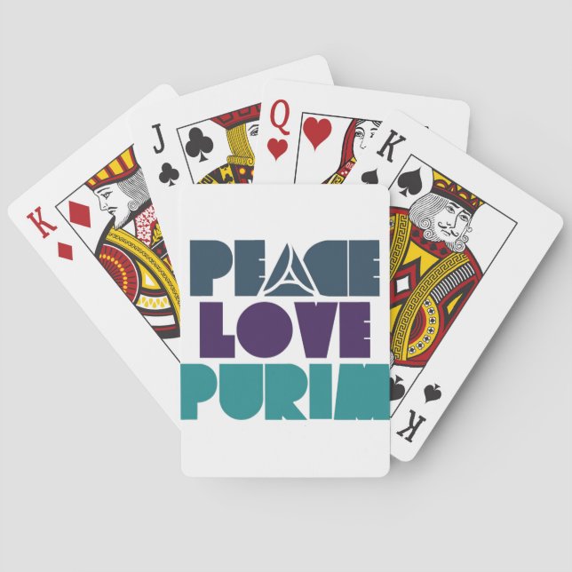 Peace Love Purim Poker Cards (Back)