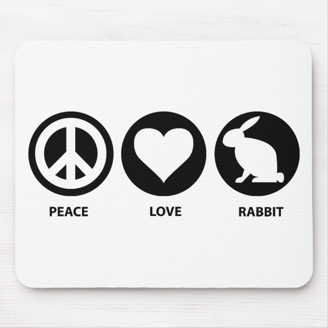 Peace Love Rabbit Mouse Pad (Front)