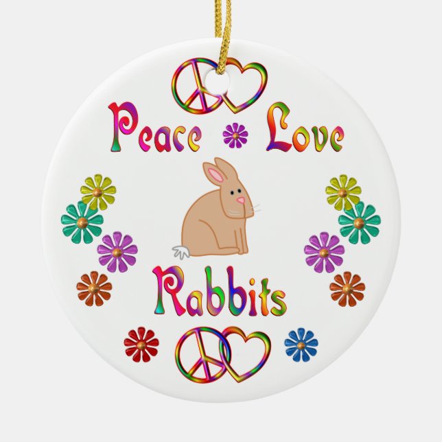 PEACE LOVE RABBITS CERAMIC ORNAMENT (Front)
