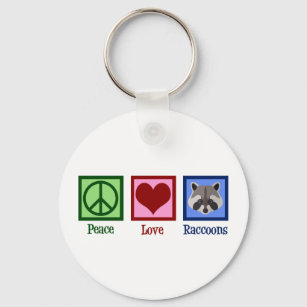 Peace Love Raccoons Keychain