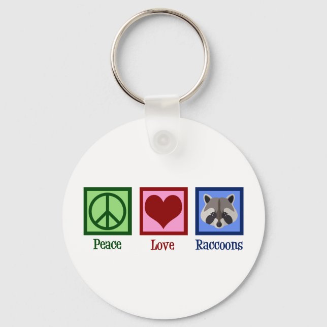 Peace Love Raccoons Keychain (Front)