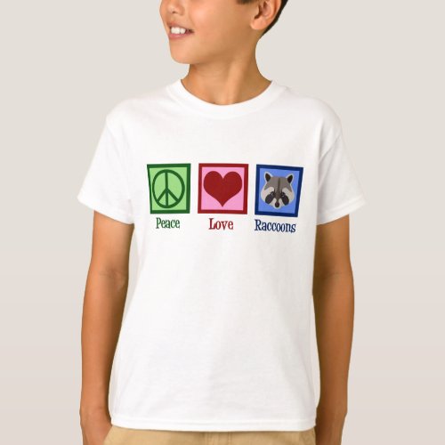 Peace Love Raccoons Kids T_Shirt