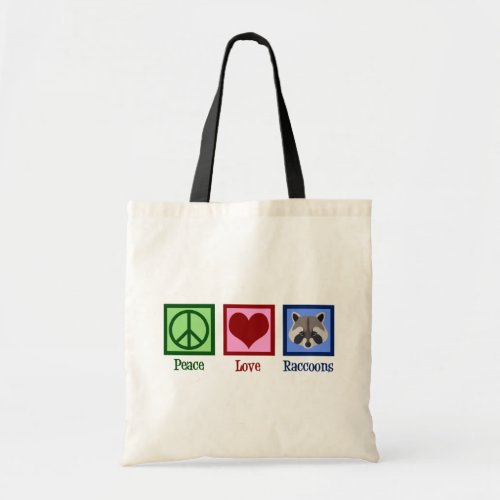 Peace Love Raccoons Tote Bag