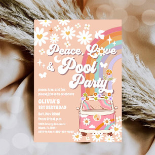 Peace Love Rainbow Birthday Invitation