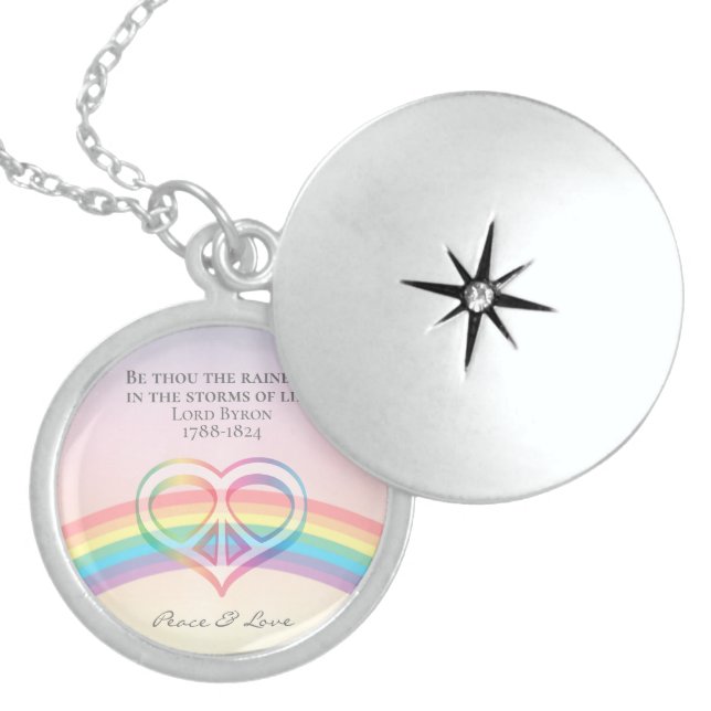 Peace & Love Rainbow Heart Necklace (Front)