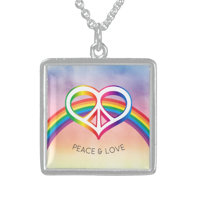 Peace & love Rainbow Necklace (Front)
