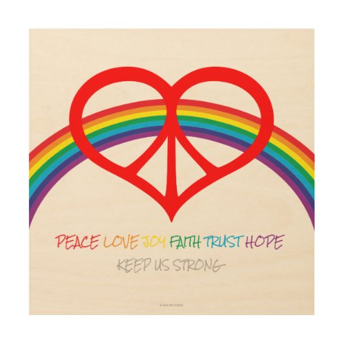 Peace Love Rainbow Wood Wall Art