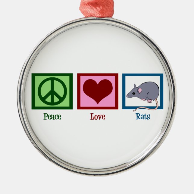 Peace Love Rats Metal Ornament (Front)