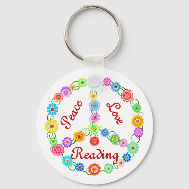 Peace Love Reading Keychain (Front)