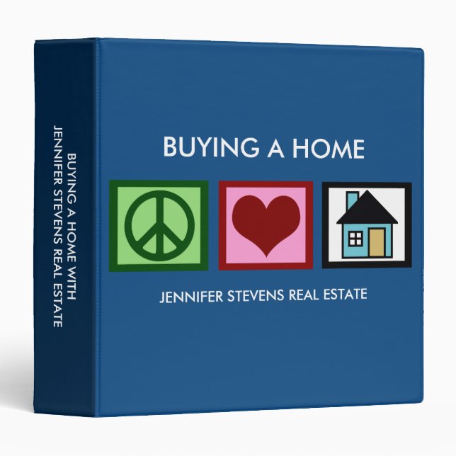 Peace Love Real Estate Company Custom Realtor 3 Ring Binder (Front/Spine)