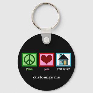 Peace Love Real Estate Company Custom Realtor Keychain